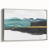 Framed abstract wall art featuring dynamic strokes and lines in silver and gray tones, showcasing a modern design ideal for contemporary decor.