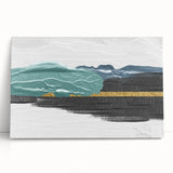 Abstract wall art featuring colorful strokes and lines in vibrant hues of blue, yellow, and orange on a stretched canvas, perfect for modern home decor accents.