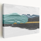 Stretched canvas artwork showcasing an abstract design with flowing strokes and lines in vibrant colors, perfect for modern home decor or gallery walls. This unique piece enhances any space with its dynamic composition and artistic flair.