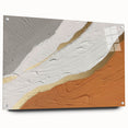 Acrylic glass wall art showcasing an abstract design of colorful strokes and lines, elegantly pinned for display, perfect for modern home decor.