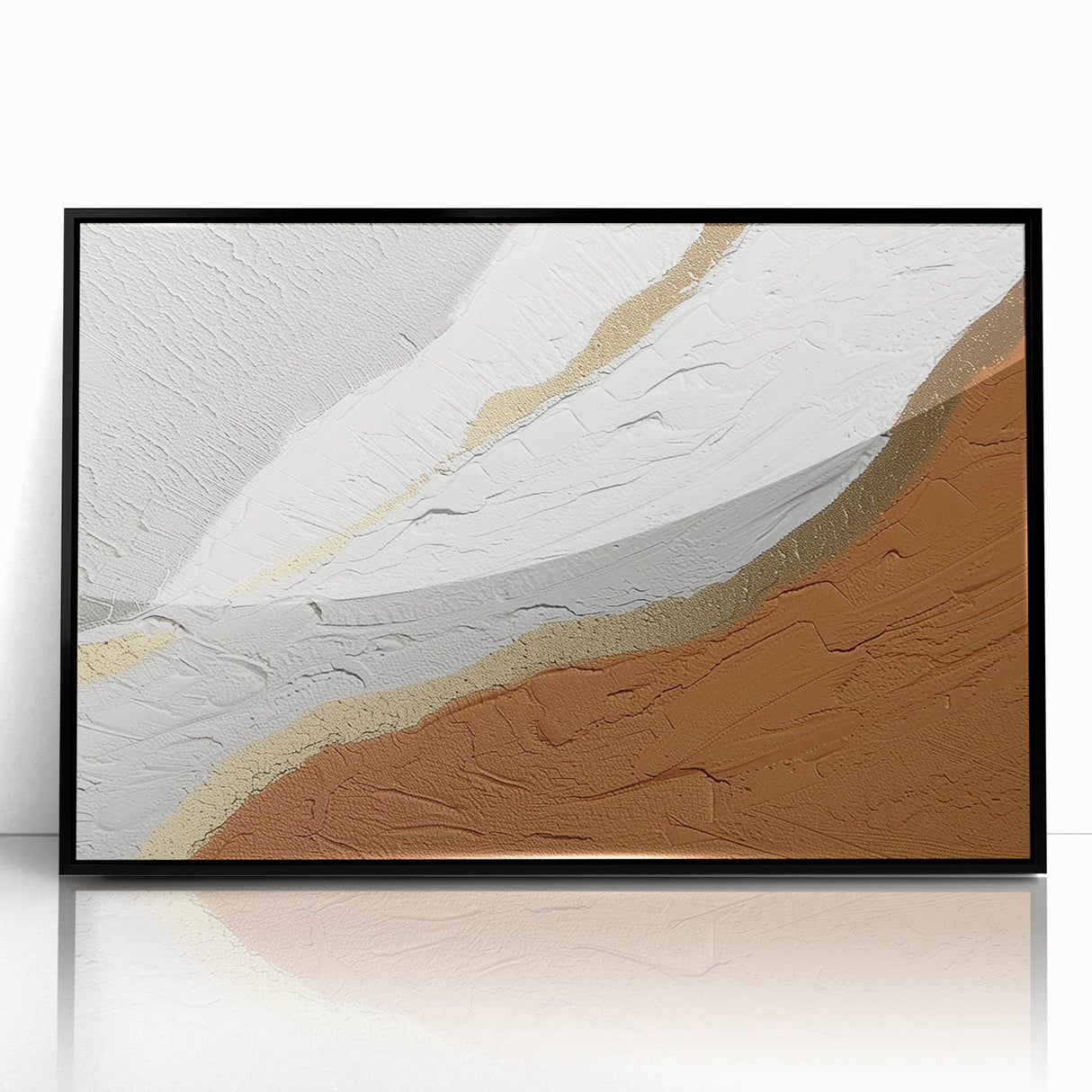 Framed acrylic wall art showcasing an abstract design of colorful strokes and lines, featuring a sleek black frame, perfect for modern decor.
