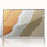 Framed abstract wall art featuring dynamic strokes and lines in soft hues of white and pastel colors, perfect for modern home decor and artistic expression.