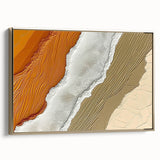 Framed canvas wall art showcasing an abstract design of gold strokes and lines, elegantly displayed from a side view, perfect for modern home décor.