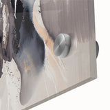 Close-up of an abstract wall art piece showcasing vibrant strokes and lines in a blend of blue, orange, and gold colors, ideal for modern home decor.