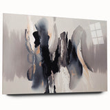 Abstract wall art featuring vibrant strokes and lines in bold colors, displayed in an acrylic glass frame from the 702 collection, showcasing modern design elements.