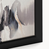 Close-up of a framed canvas art piece showcasing an abstract design with colorful strokes and lines, perfect for modern home decor and artistic interiors.