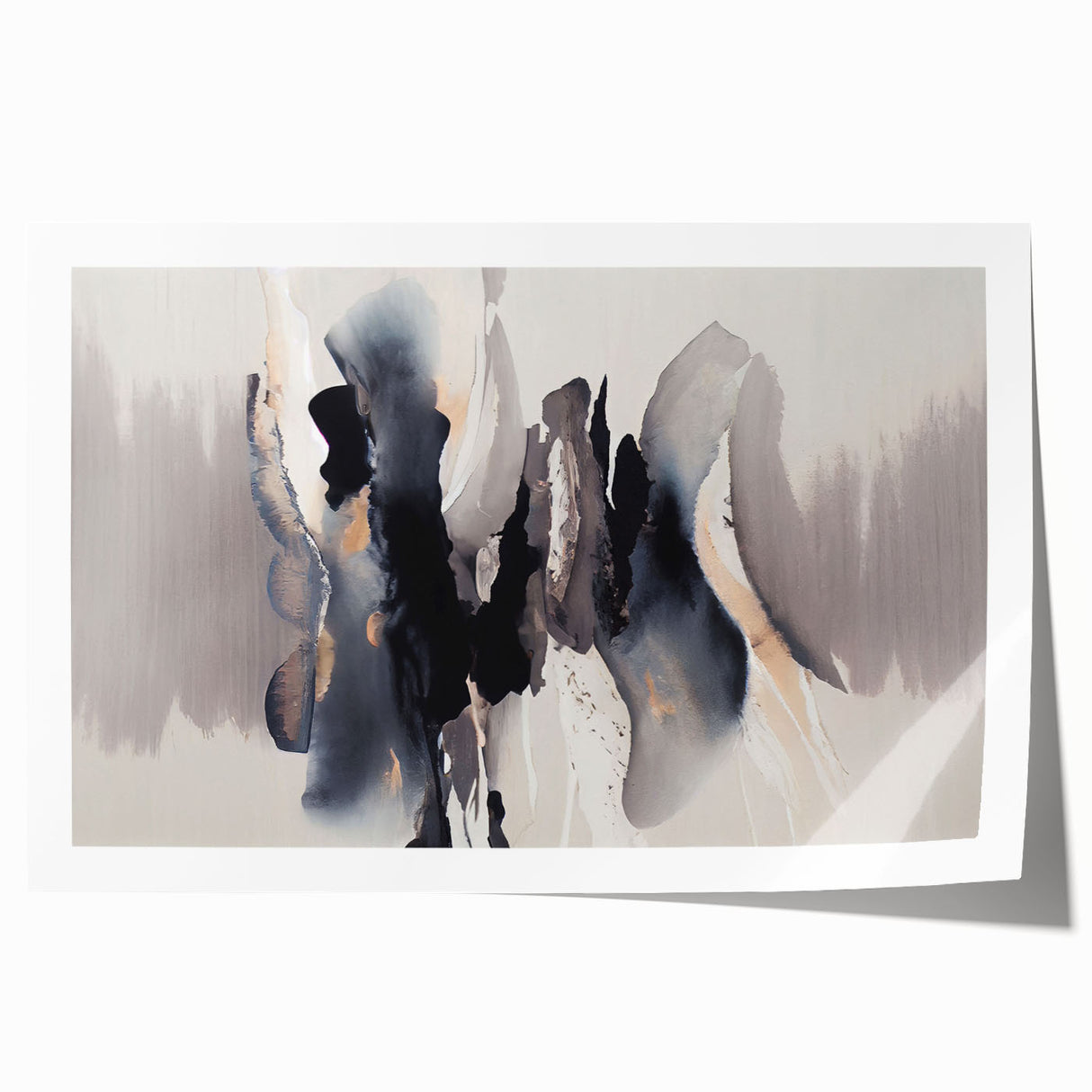 Abstract wall art print showcasing vibrant strokes and lines in shades of blue, yellow, and pink, perfect for modern home decor and artistic accents.