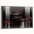 Framed wall art featuring an abstract design of strokes and lines in a minimalist style. The canvas has a black frame, enhancing the modern aesthetic, ideal for contemporary home decor.
