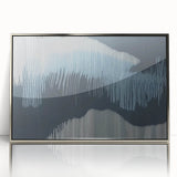 Framed wall art showcasing an abstract design of colorful strokes and lines in silver acrylic, perfect for modern home decor, enhancing any living space with a touch of elegance and creativity.