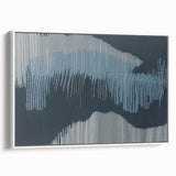 Framed canvas wall art showcasing an abstract design with colorful strokes and lines on a white background, perfect for modern home decor.