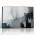 Framed acrylic wall art featuring an abstract design of colorful strokes and lines on a black background, adding a modern touch to any decor.