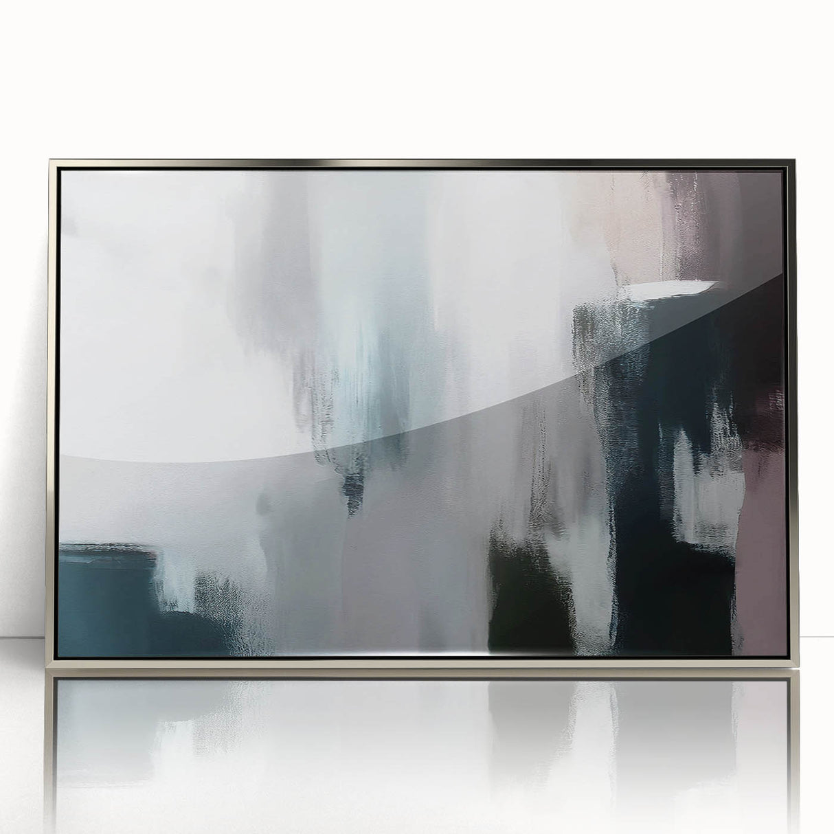 Framed acrylic wall art featuring an abstract design of colorful strokes and lines in a silver frame, perfect for modern home decor. This piece adds a vibrant touch to any living space.