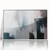 Framed wall art showcasing an abstract design of colorful strokes and lines in a modern aesthetic, featuring a white border, perfect for contemporary home decor.