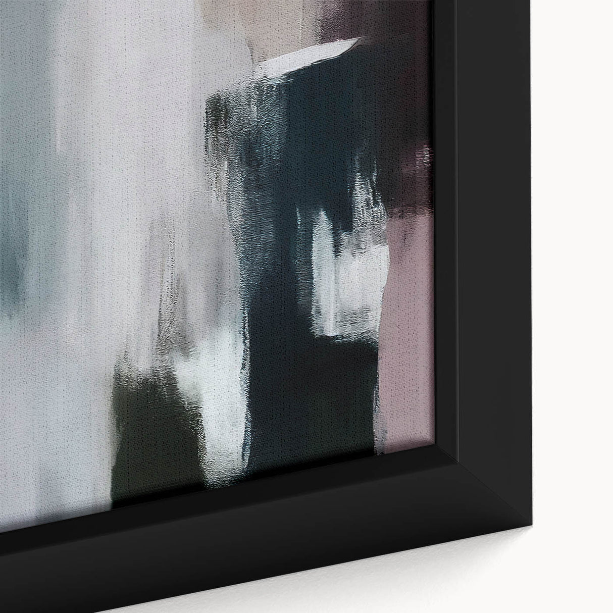 Close-up of an abstract strokes and lines design in a framed canvas wall art collection, showcasing vibrant colors and bold patterns, perfect for modern decor.