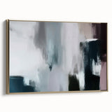 Framed canvas wall art showcasing an abstract design of golden strokes and lines, elegantly displayed in a modern setting, perfect for contemporary decor.