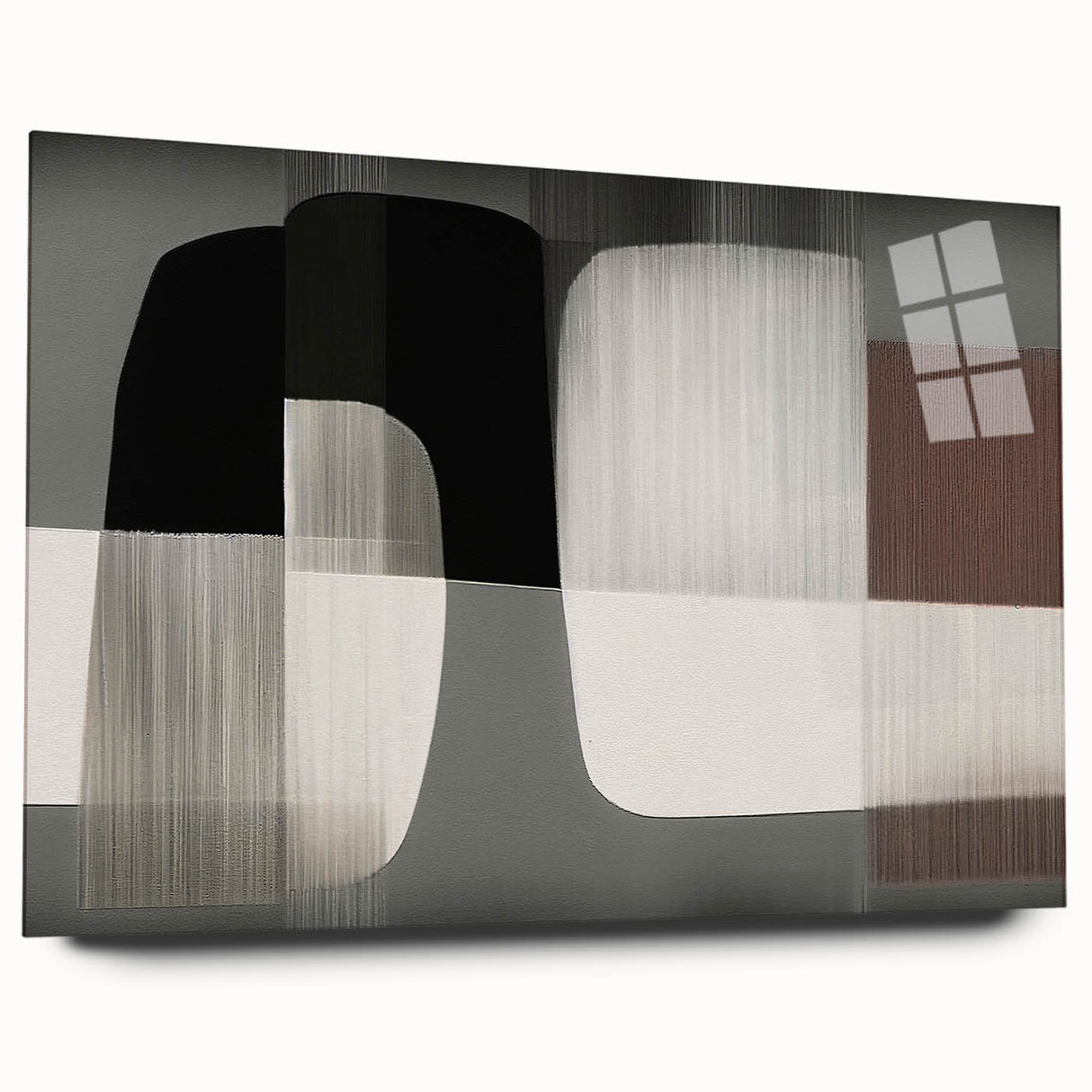 Abstract wall art design showcasing colorful strokes and lines on acrylic glass, displayed from a side view, highlighting its vibrant hues and modern aesthetic. Perfect for contemporary decor.