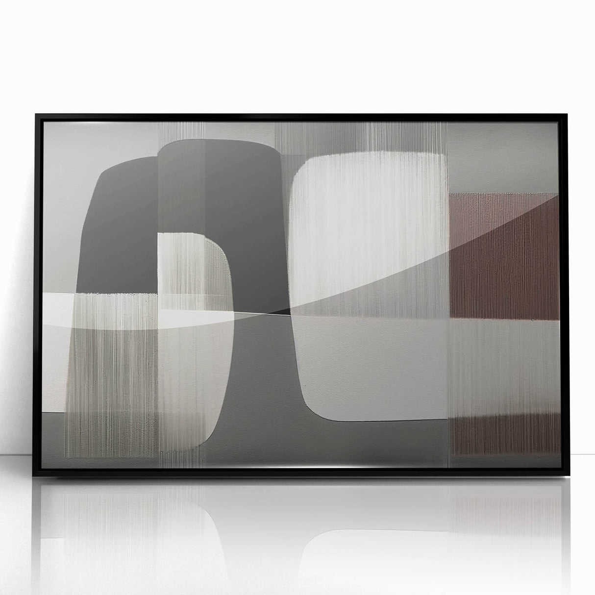 Framed wall art featuring an abstract design of colorful strokes and lines in a black frame, ideal for modern home decor, adding vibrancy to any space.