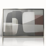 Framed wall art featuring an abstract design of silver strokes and lines, elegantly showcased in a sleek frame, perfect for modern decor.