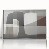 Framed abstract wall art featuring colorful strokes and lines in a modern design, set against a white background, perfect for contemporary home decor.