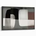 Framed canvas wall art showcasing an abstract design with black strokes and lines, viewed from the side, perfect for modern home decor.
