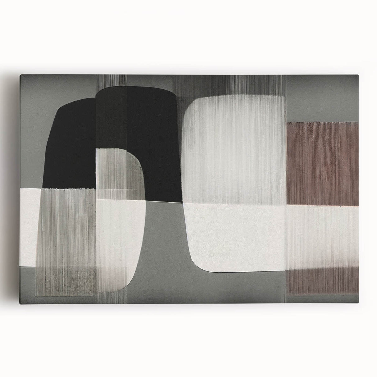 Abstract strokes and lines design on stretched canvas wall art, showcasing vibrant colors and dynamic patterns, perfect for modern home decor accentuation.