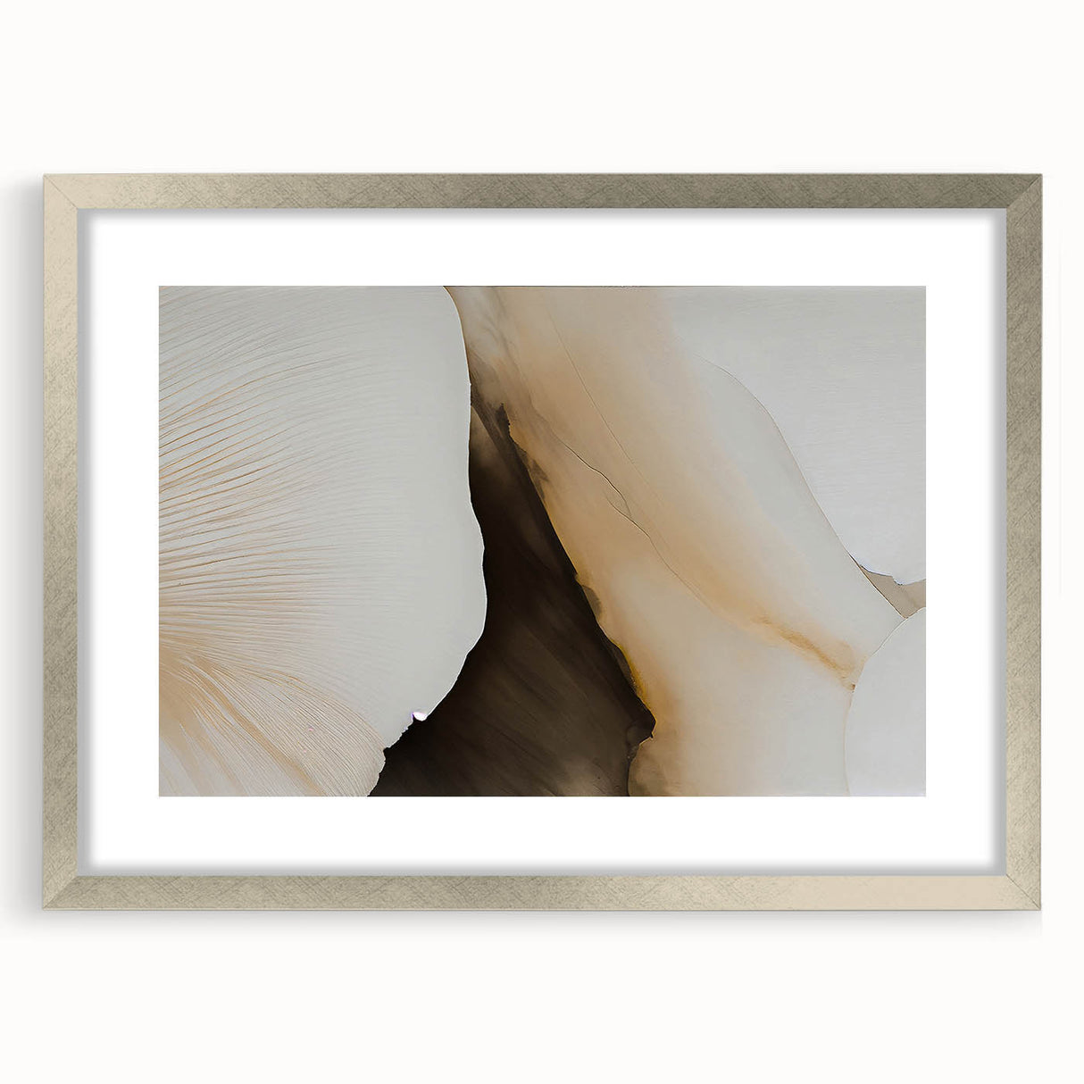 Abstract wall art featuring a modern design of colorful strokes and lines in a silver frame with a mat, perfect for contemporary home decor. The piece adds a vibrant touch to any room, showcasing an artistic blend of colors and shapes.