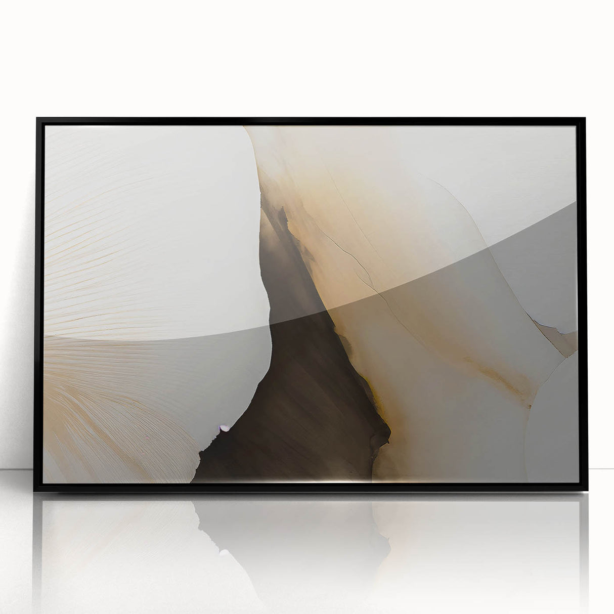 Framed wall art showcasing an abstract design of colorful strokes and lines, featuring a modern black frame, perfect for contemporary home decor.