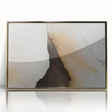 Framed wall art featuring an abstract design of colorful strokes and lines in gold and various hues, perfect for modern decor, enhancing any living space.