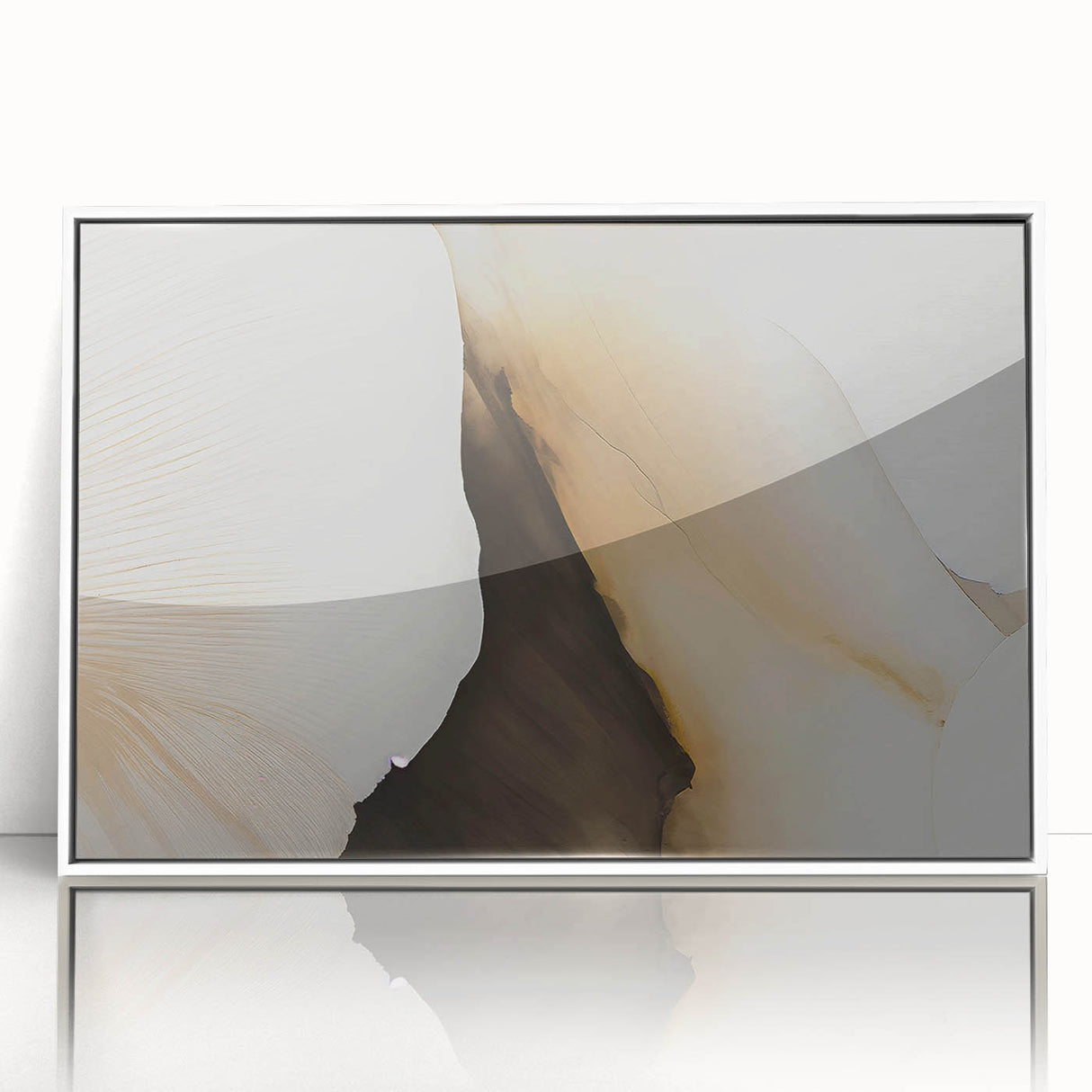 Framed wall art showcasing an abstract design with colorful strokes and lines, featuring a sleek white frame, perfect for modern home decor.