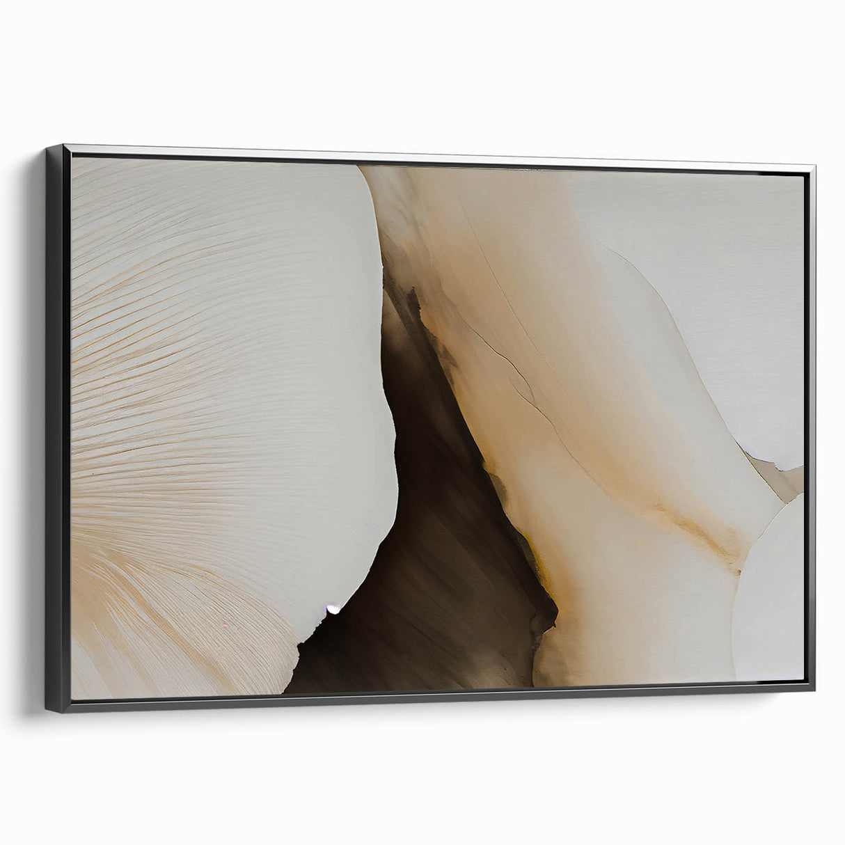 Framed wall art showcasing an abstract design with dynamic strokes and lines in a monochromatic color palette, presented in a sleek black frame. Ideal for modern interior decor, this piece adds a touch of sophistication and artistic flair to any room.