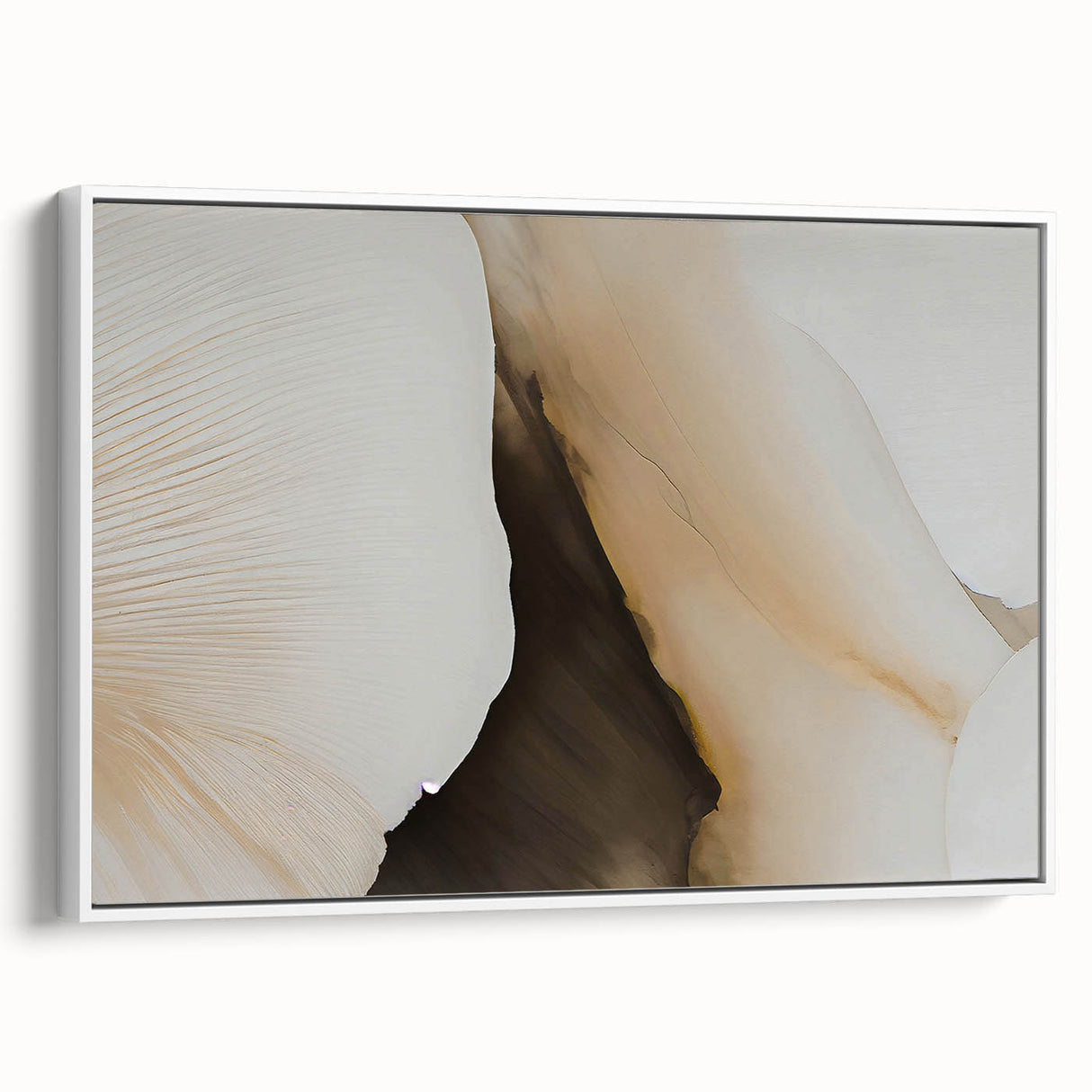 Framed canvas wall art featuring an abstract design with colorful strokes and lines on a white background, showcasing a modern aesthetic ideal for home decor.