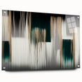 Abstract wall art featuring strokes and lines in vibrant colors displayed in a sleek acrylic frame, with metal pins for secure mounting, ideal for modern decor.
