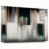 Abstract wall art featuring strokes and lines in vibrant colors displayed in a sleek acrylic frame, with metal pins for secure mounting, ideal for modern decor.