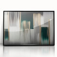 Framed wall art featuring an abstract design of colorful strokes and lines, set against a sleek black frame, perfect for modern home decor.