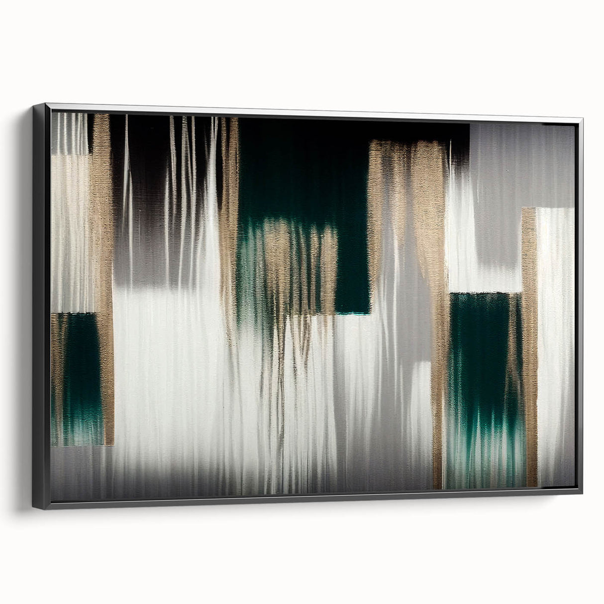Framed canvas wall art showcasing an abstract design with bold strokes and lines in black, offering a modern aesthetic perfect for contemporary decor.