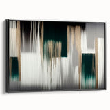 Framed canvas wall art showcasing an abstract design with bold strokes and lines in black, offering a modern aesthetic perfect for contemporary decor.