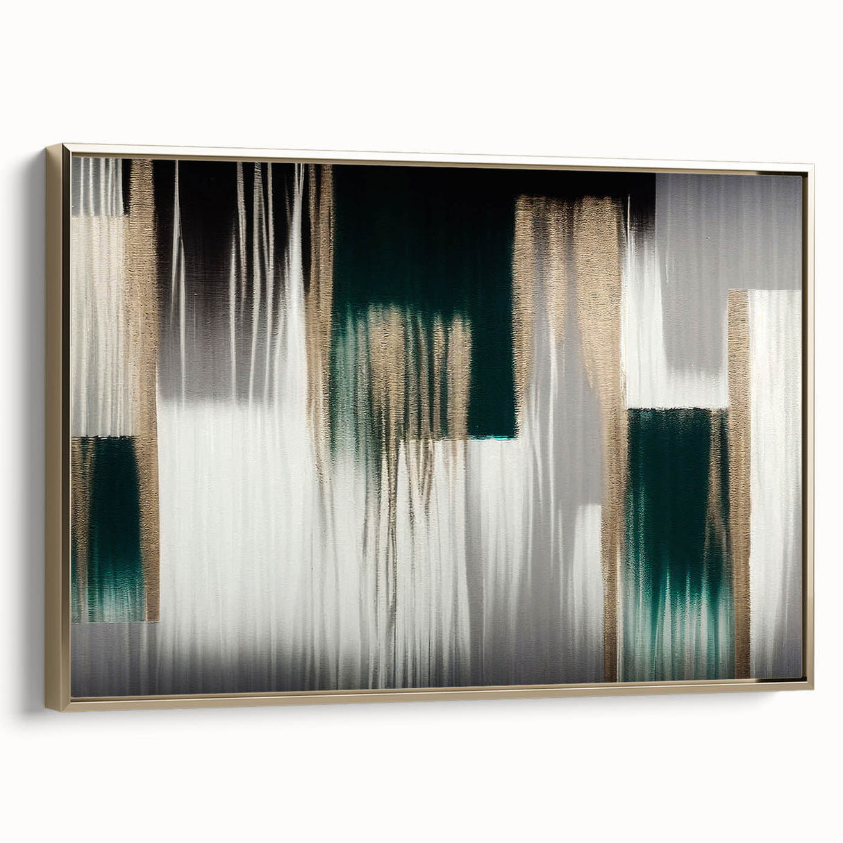 Framed canvas wall art showcasing an abstract design of golden strokes and lines, highlighting modern elegance and sophistication, perfect for contemporary decor.