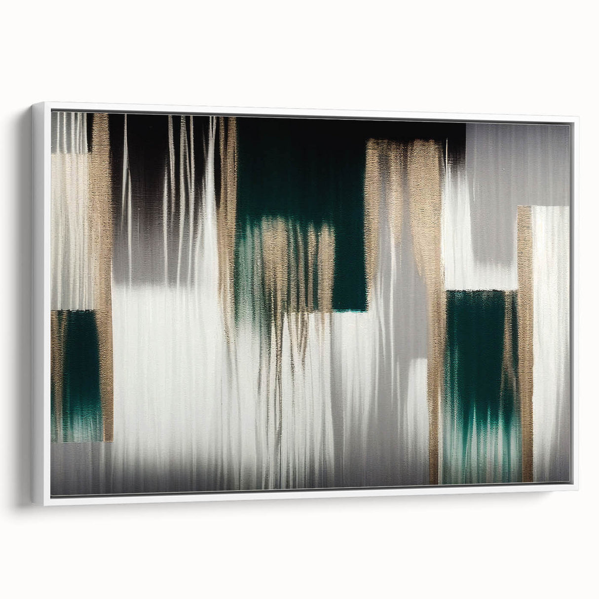 Framed abstract wall art featuring flowing strokes and lines in muted tones, displayed against a white background. Ideal for modern decor and art enthusiasts.