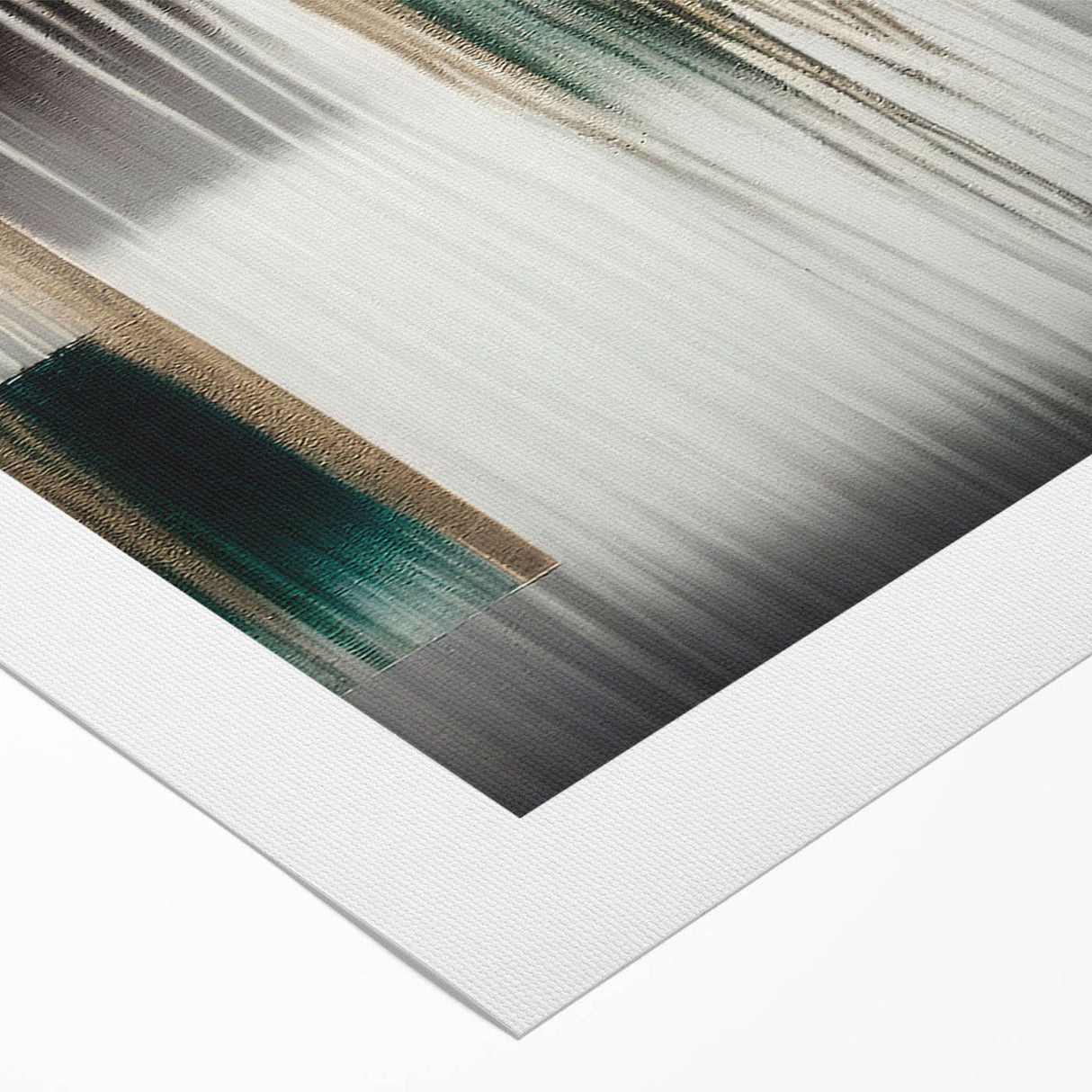 Abstract wall art design showcasing vibrant strokes and lines in shades of blue, orange, and white on rolled canvas, ideal for modern home decor.