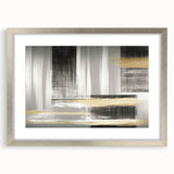 Abstract wall art featuring a collection of colorful strokes and lines, framed in a sleek silver frame with a mat, showcasing a contemporary design ideal for modern decor.