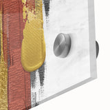 Close-up of an abstract strokes and lines wall art design, showcasing vibrant colors and intricate patterns on acrylic glass, perfect for modern decor.