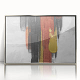 Framed abstract wall art featuring a dynamic design of strokes and lines in silver and white, ideal for modern home decor to enhance interior aesthetics.