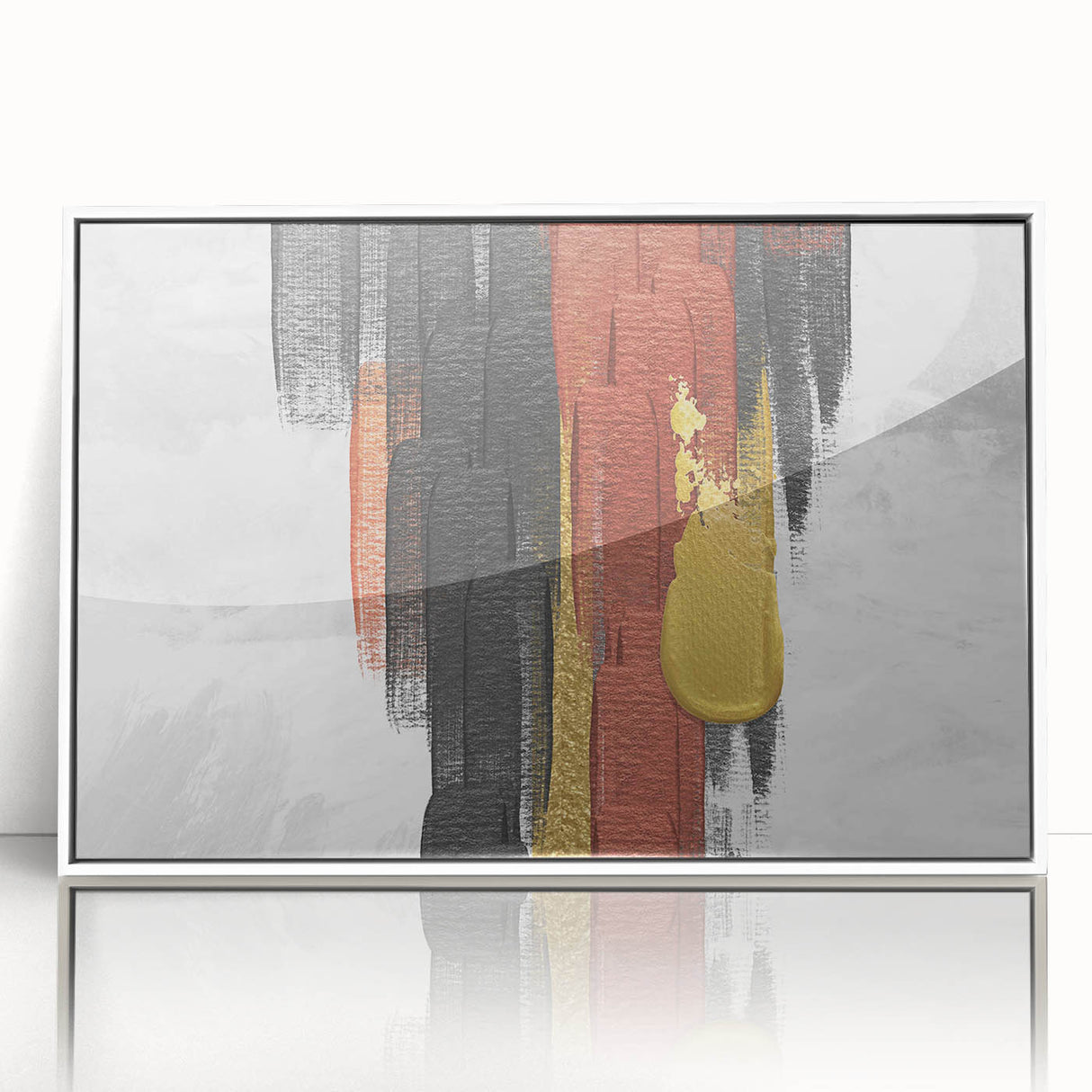 Framed wall art showcasing an abstract design with vibrant strokes and lines in a mix of white and bold colors, perfect for modern home decor and artistic interiors.