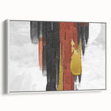 Framed canvas wall art showcasing an abstract design with dynamic strokes and lines in soft white tones, offering a modern aesthetic suitable for contemporary decor.