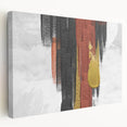 Abstract wall art design featuring vibrant strokes and lines in various colors, showcasing a modern aesthetic on stretched canvas, viewed from the side. Perfect for contemporary decor.