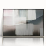 Framed wall art featuring an abstract design of strokes and lines in silver and blue tones, perfect for modern home decor. Ideal for adding a contemporary touch to living spaces.