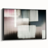 Framed canvas wall art showcasing an abstract design of colorful strokes and lines, featuring a sleek black frame and side view perspective, perfect for modern decor.