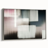 Framed canvas wall art showcasing an abstract design of colorful strokes and lines, featuring a sleek silver frame, perfect for modern home decor.