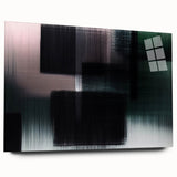 Abstract strokes and lines design on an acrylic wall art piece, showcasing vibrant colors and unique textures, displayed from a side view without pins. Ideal for modern decor.
