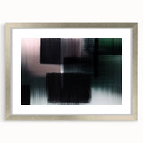 Abstract strokes and lines design wall art in a sleek silver frame, showcasing a modern aesthetic with a mat. Ideal for contemporary home decor or office spaces.